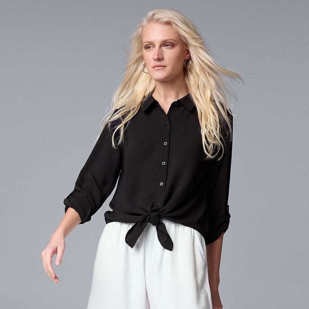 Simply Vera wang tie-front blouse